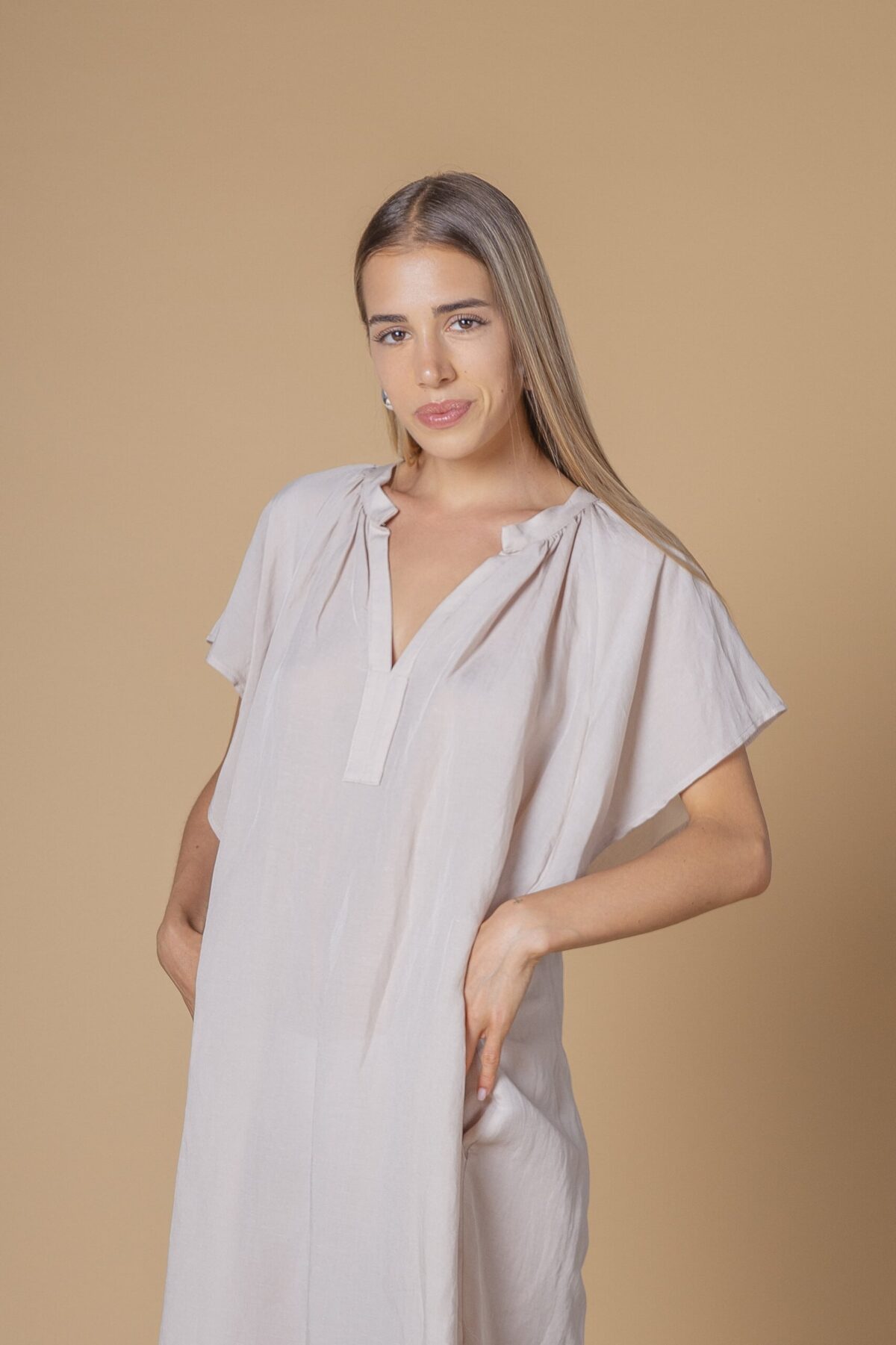 Ruffle linen viscose dress - Image 4