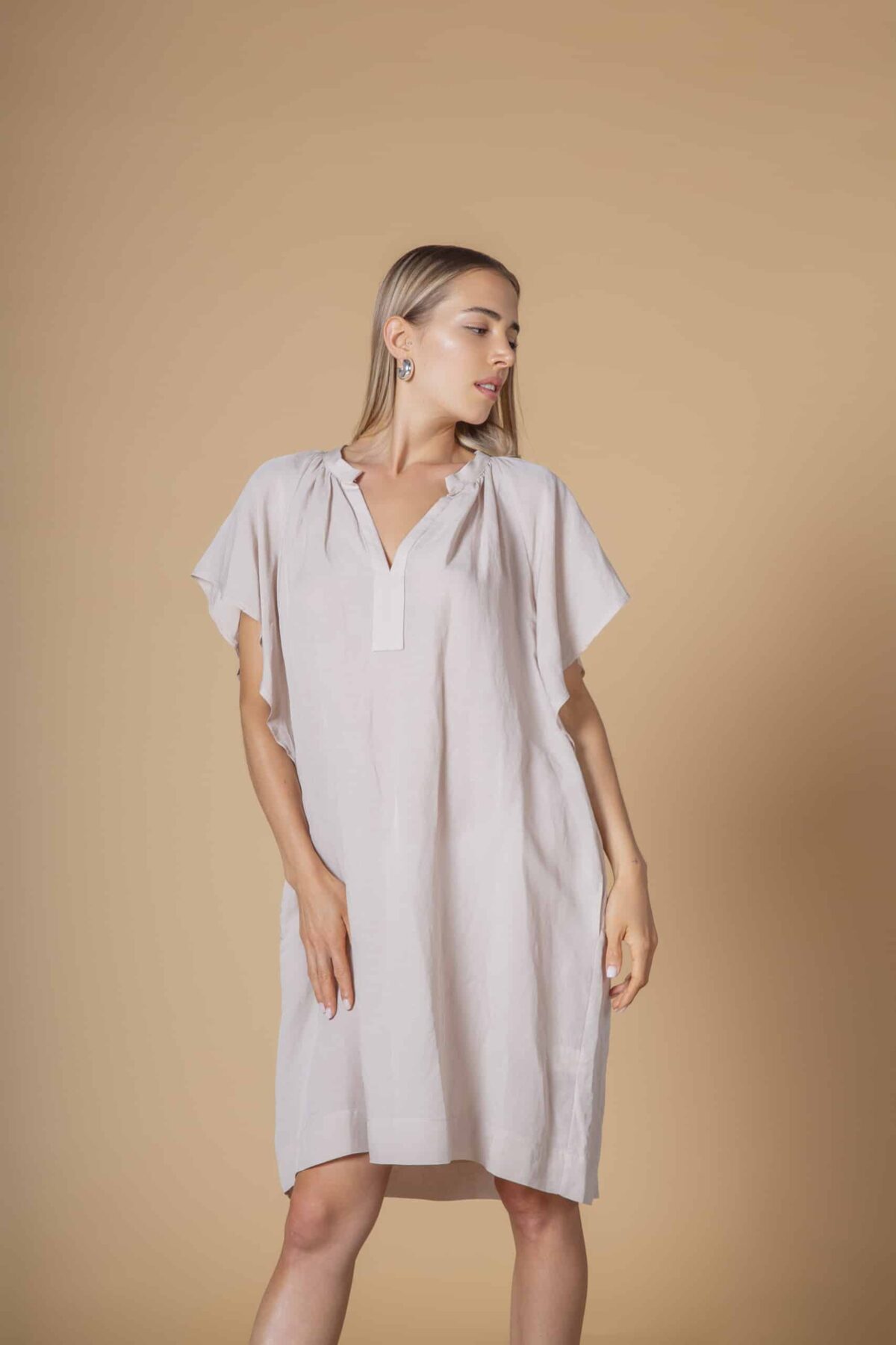 Ruffle linen viscose dress