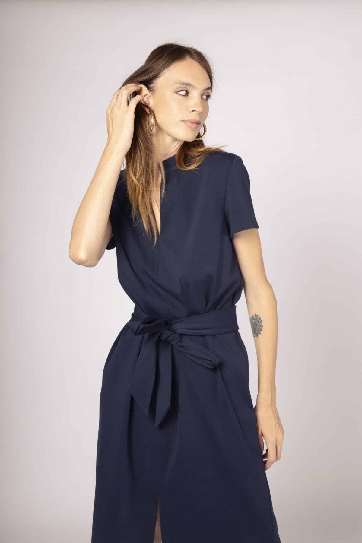 Navy short sleeve dress