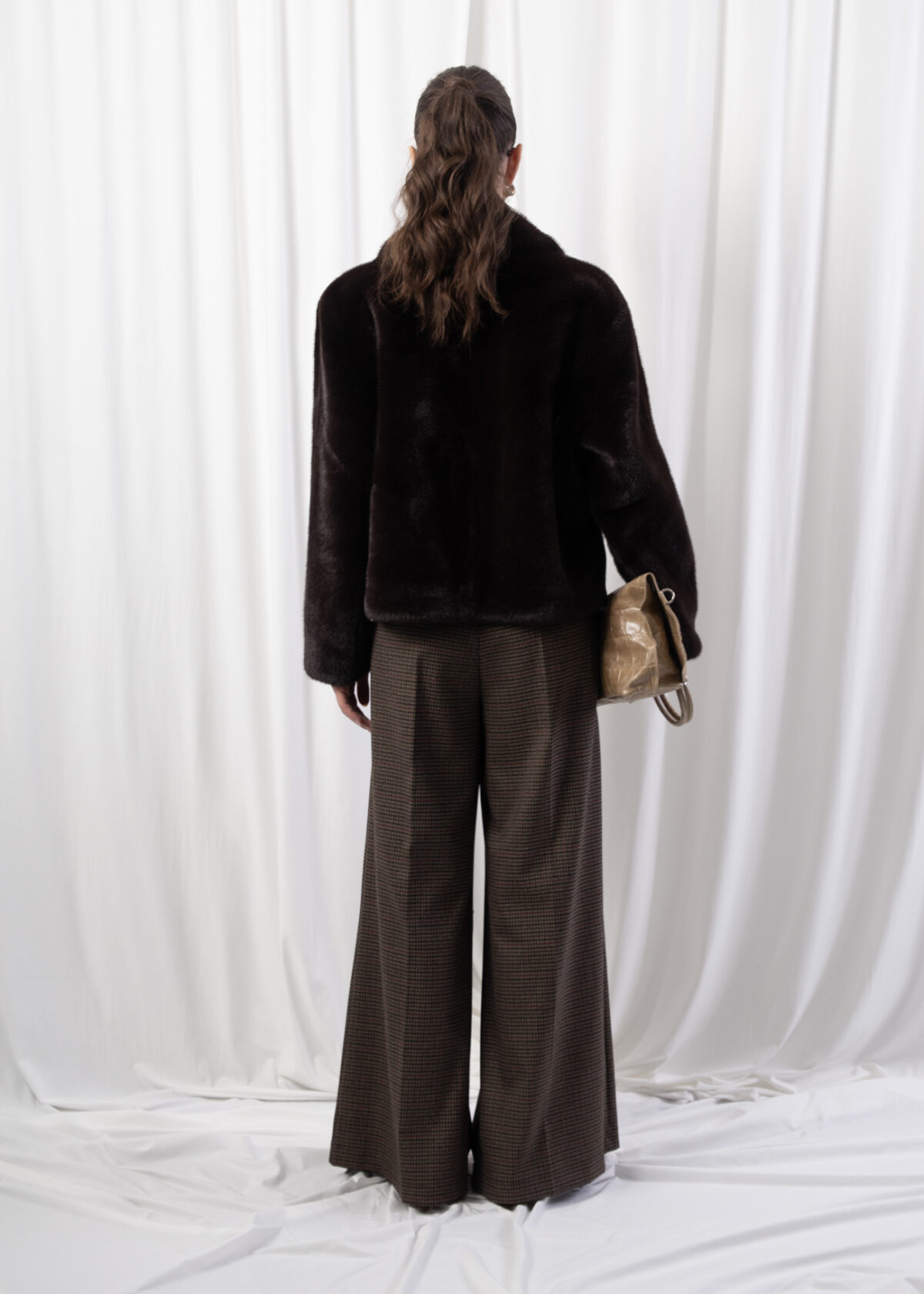 Checked Wide Leg Trousers - Image 4