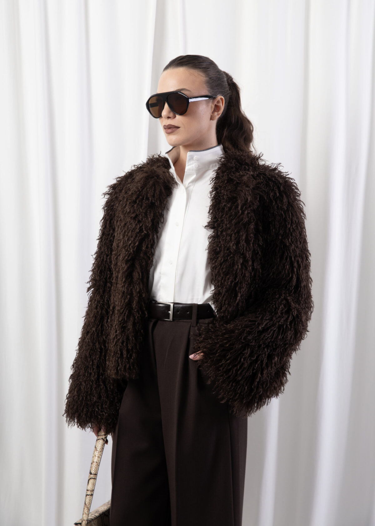 Chocolate Brown Mongolia Fur Jacket
