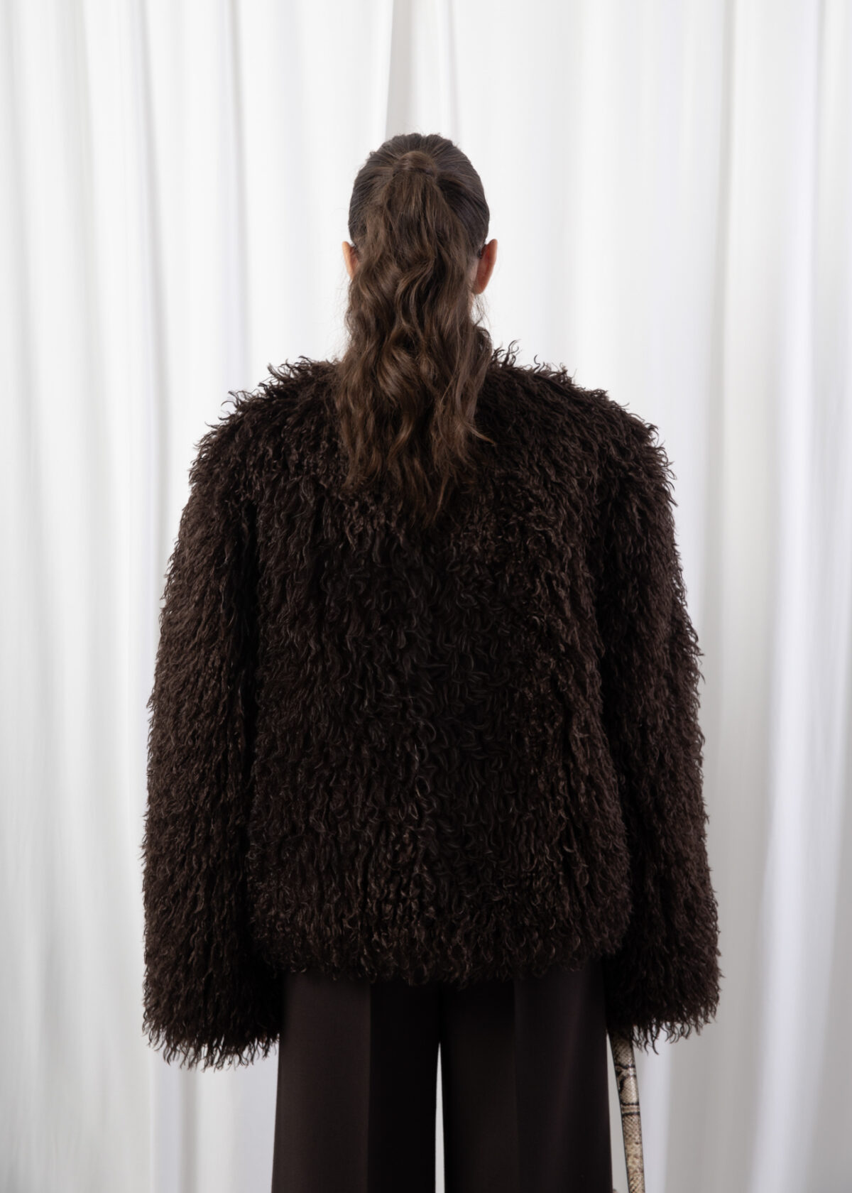 Chocolate Brown Mongolia Fur Jacket - Image 5
