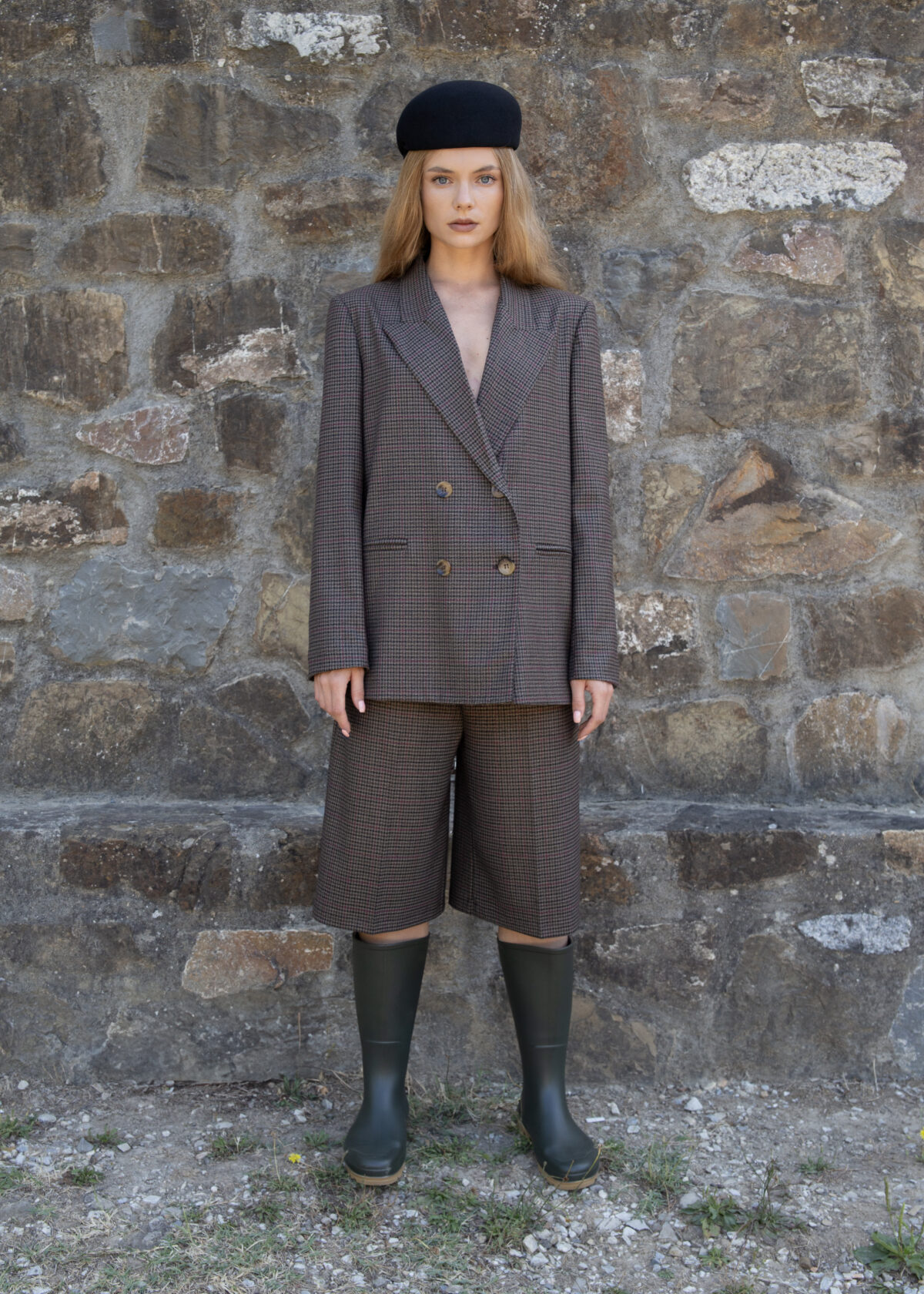 Checked Double Breasted Blazer - Image 4