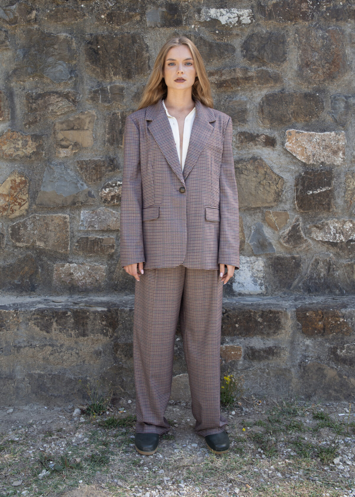 Checked Wide-Leg Trousers - Image 4