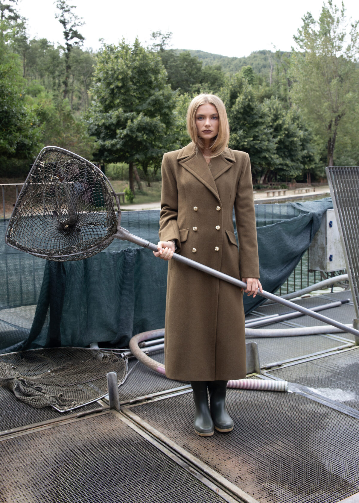Double Breasted Wool Blend Coat - Image 6