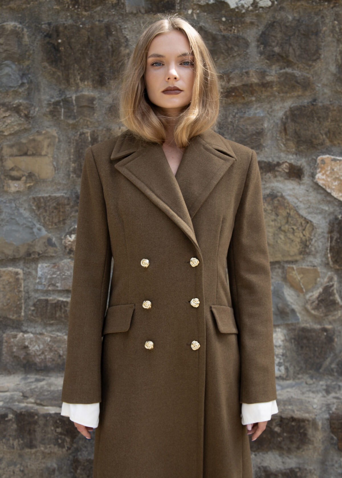 Double Breasted Wool Blend Coat - Image 4