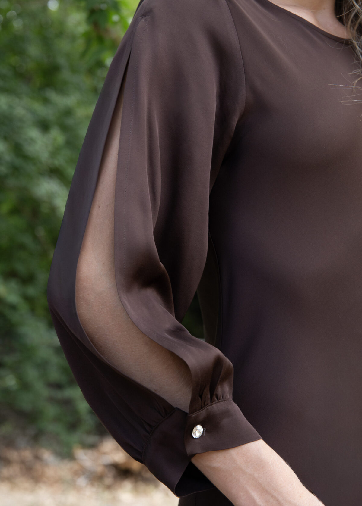 Sheer-Sleeve Maxi Dress with Lace Hem - Image 6