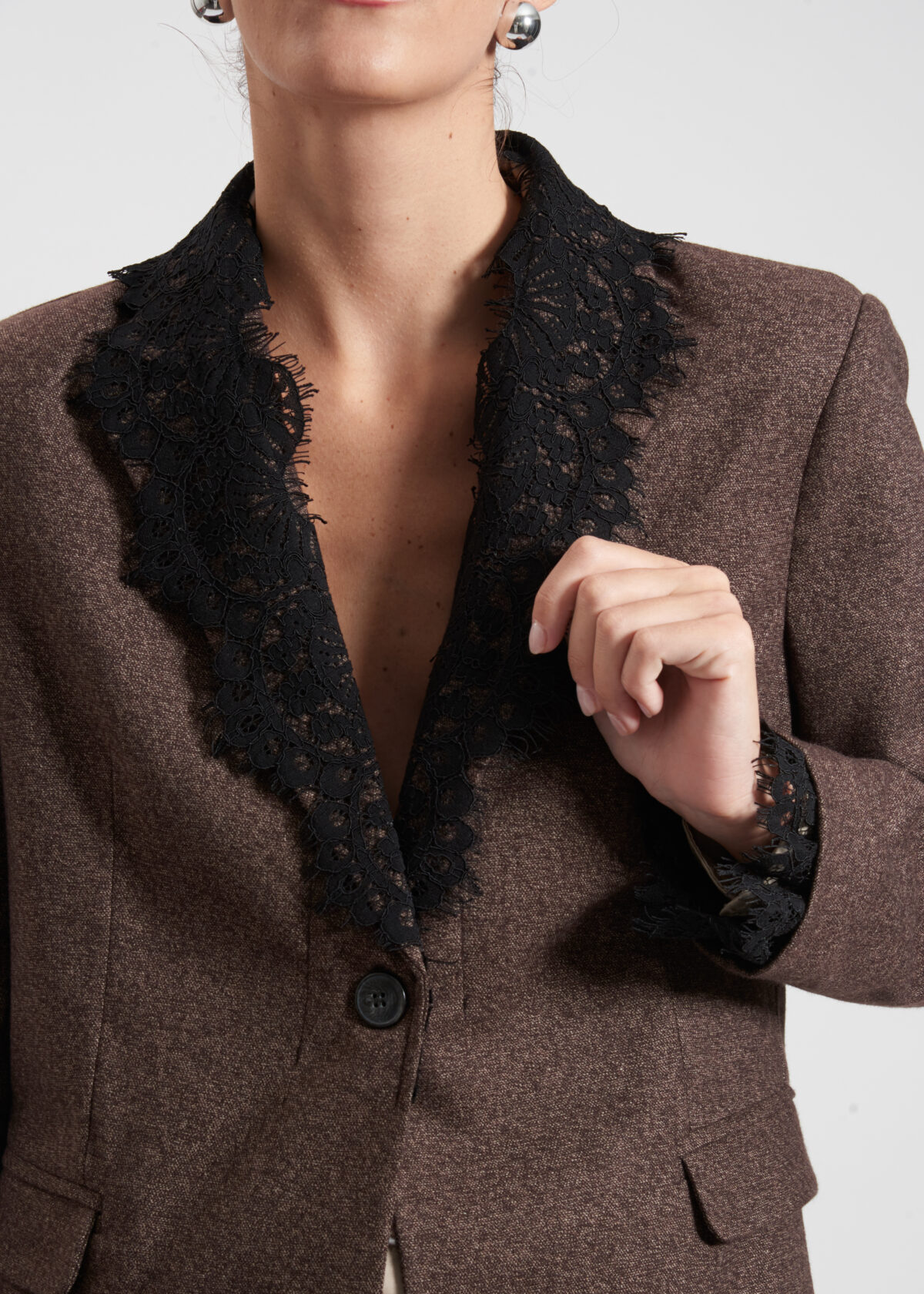Lace Trim Tailored Blazer - Image 4