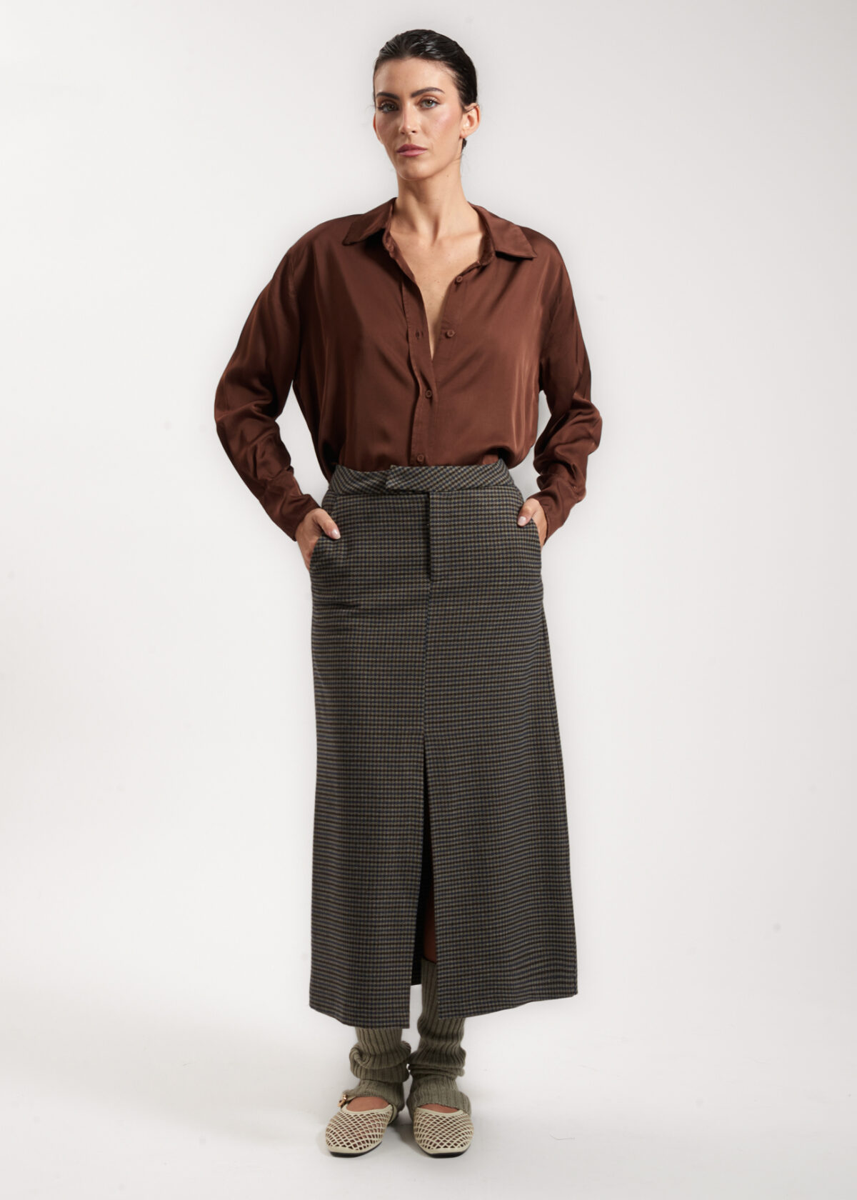 Heritage Checked Midi Skirt