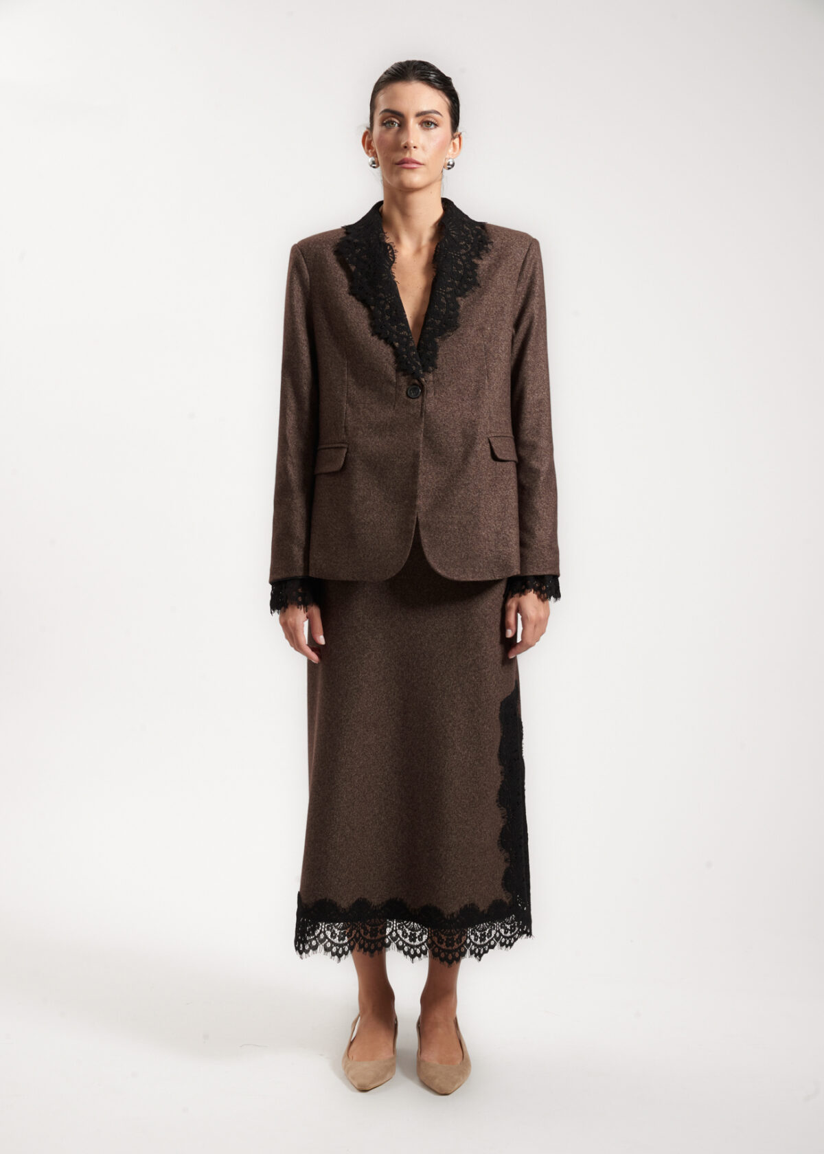 Lace Accent Midi Skirt - Image 2