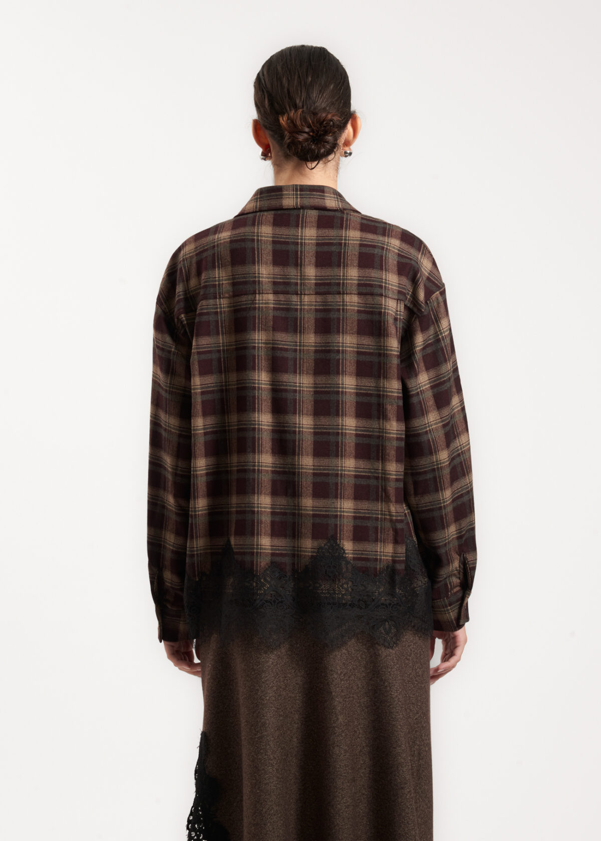 Plaid Oversized Lace Shirt - Image 4