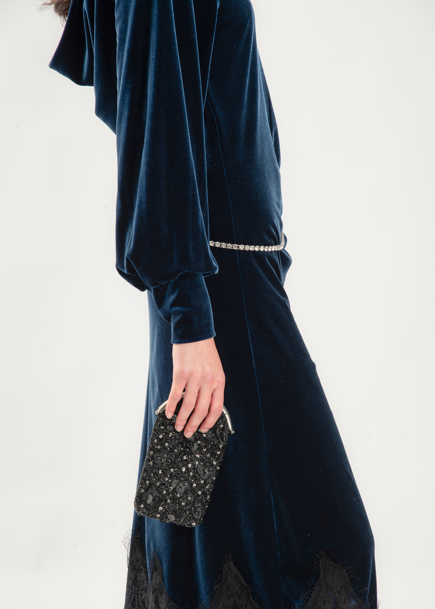 Deep Teal Velvet Midi Dress - Image 6