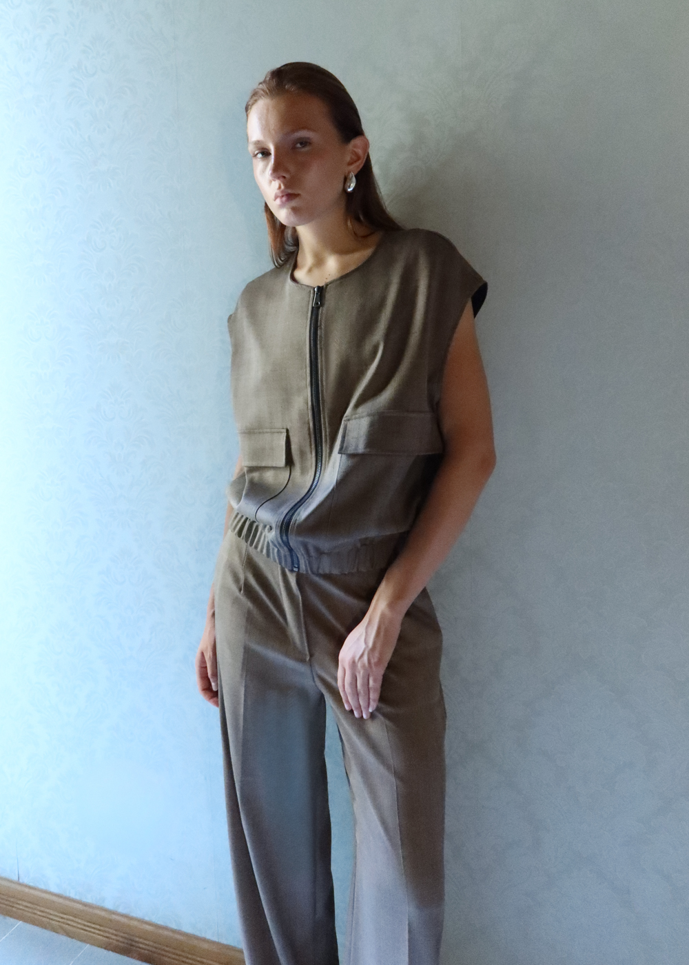 Pantaloni Sartoriali Palazzo Spigati Color Tabacco - Image 3